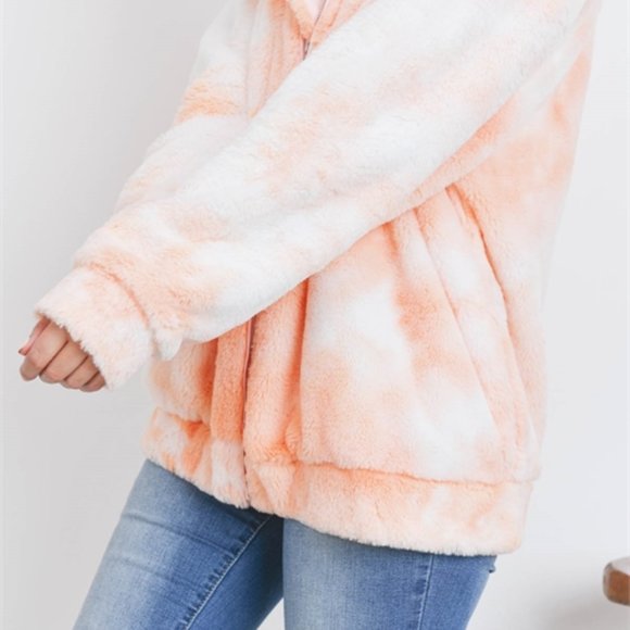 SO cozy sherpa zip up front teddy coat peach - Picture 3 of 7